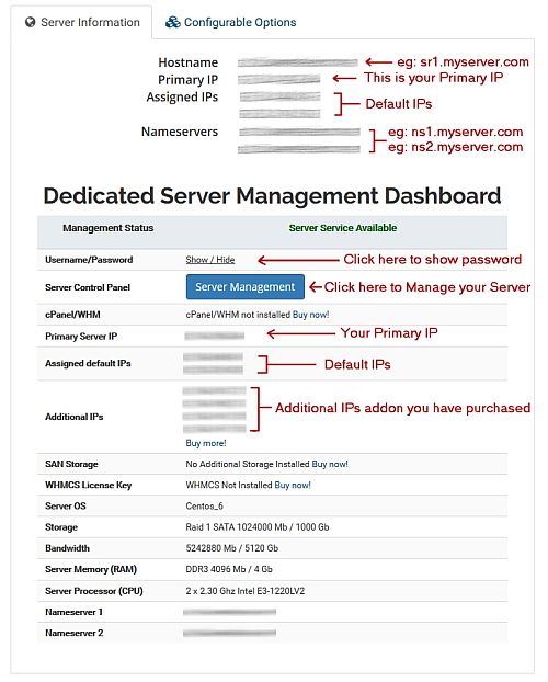 Dedicated Server management Dashboard