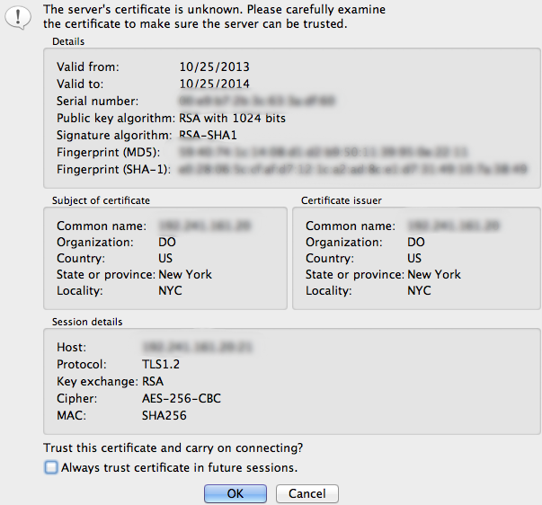 FileZilla Server Certificate